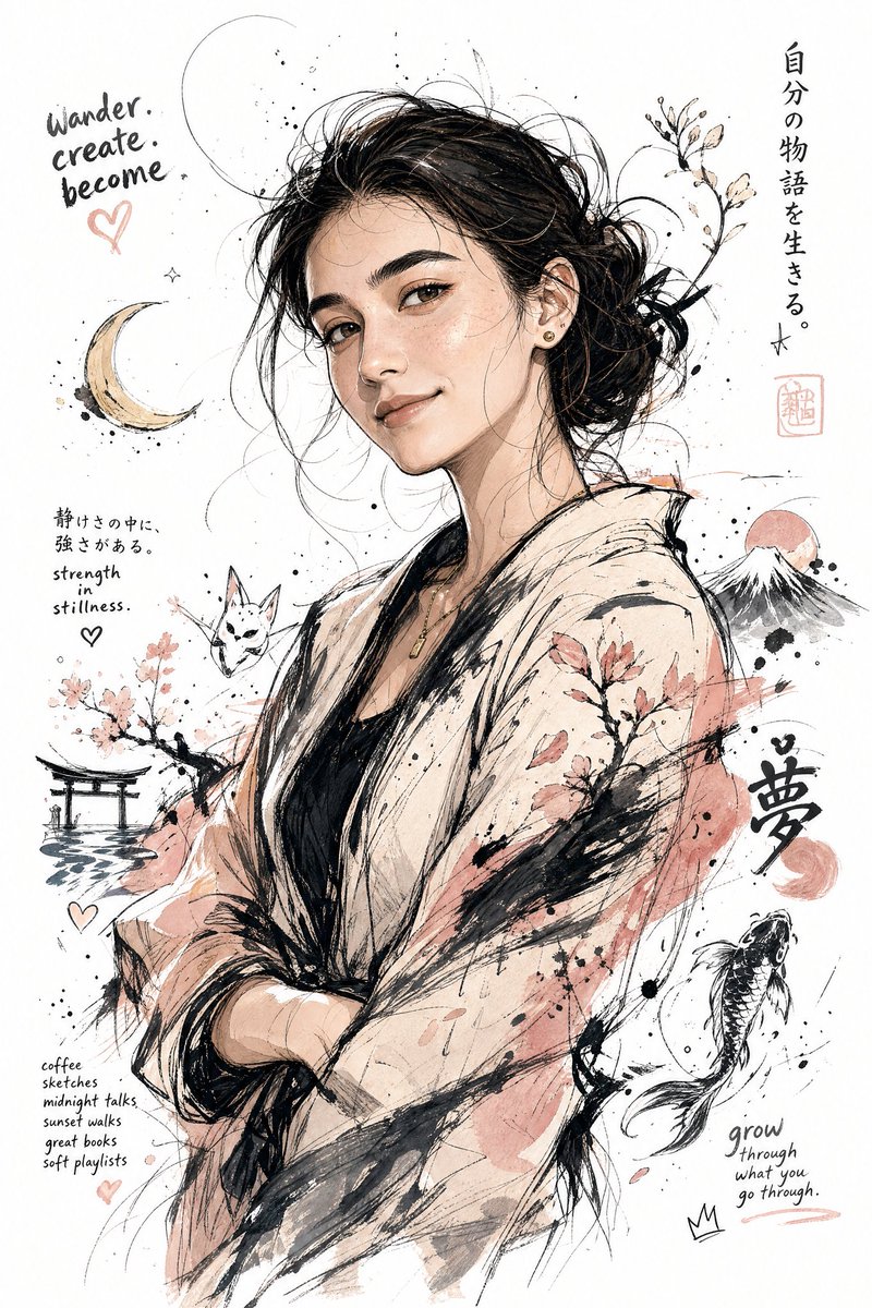 Ethereal Essence: A Japanese Character Illustration