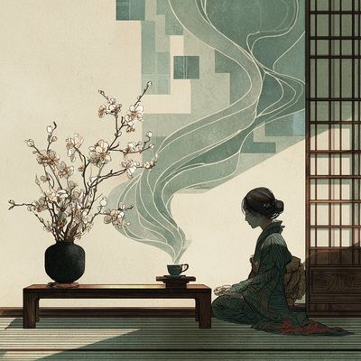 Serene Moments: Art Nouveau Elegance in a Japanese Tea Room