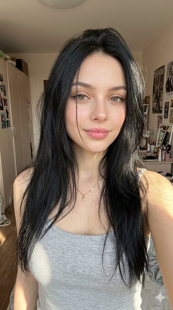 Young woman with flawless skin gazes softly in morning sunlight