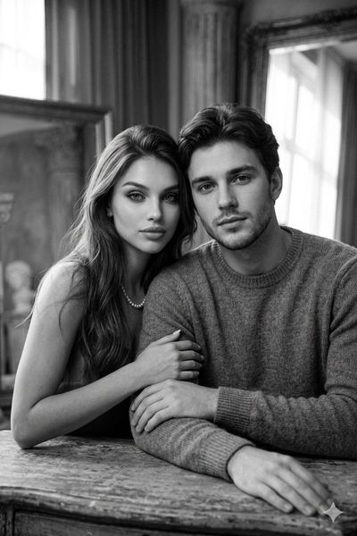 Timeless Bond: A Black-and-White Portrait of Quiet Intimacy