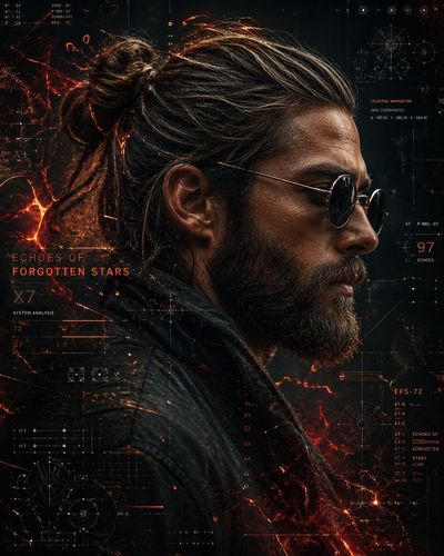 Rugged Cosmic Navigator in Cyberpunk Realm