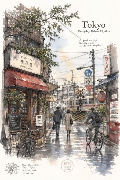Tokyo's Quiet Mornings: A Minimalist Sketch