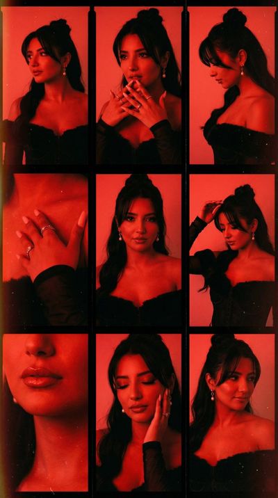 Red Gel-Lit Film Contact Sheet Collage