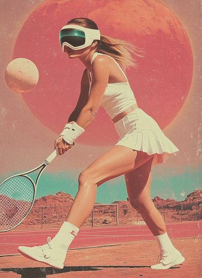 Martian Serve: Retro-Futuristic Tennis Elegance