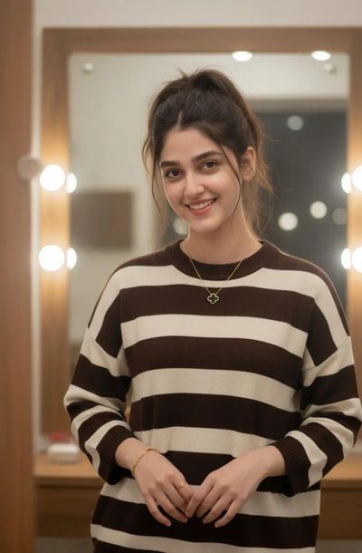 Cozy Reflections: A Warm Dressing Room Portrait