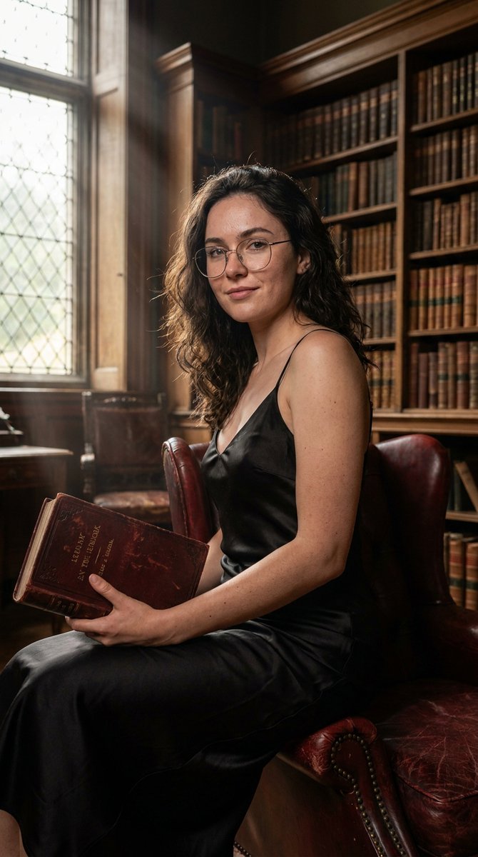 Seductive Elegance in a Grand Library
