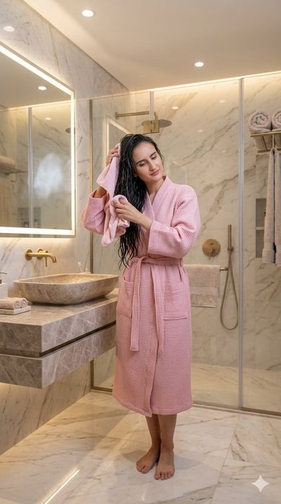 Serene Morning in a Luxurious Marble Bathroom