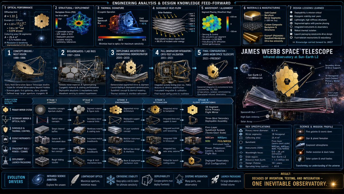 James Webb Telescope infographic traces invention from prototype to final form
