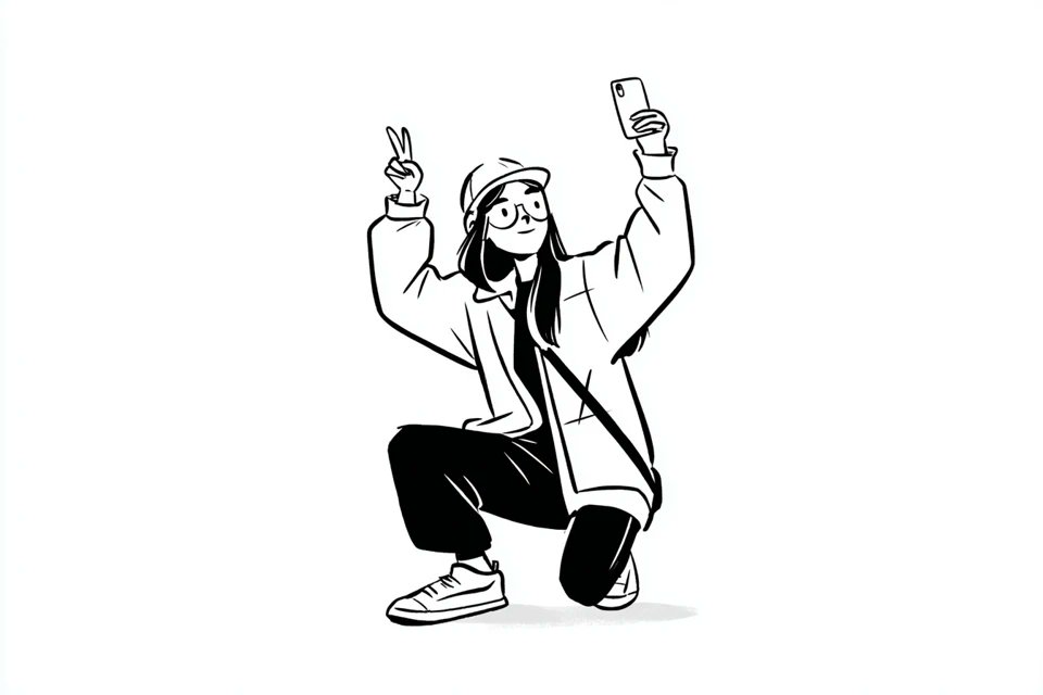 Minimalist Monochrome Illustration with Expressive Posture
