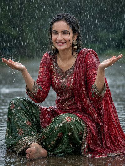 Joy in the Rain: A South Asian Beauty