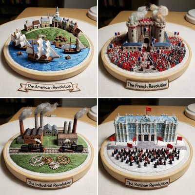 Macro Textile Cartography of Four Historic Revolutions