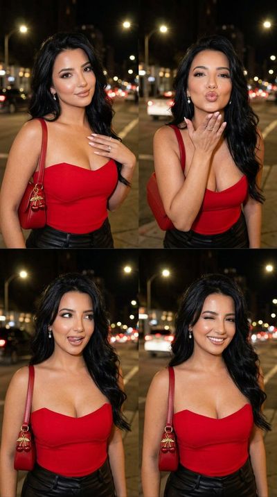 Glamorous Nighttime Expressions in Red
