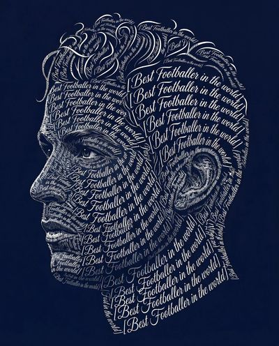Calligraphic Profile in Navy Blue