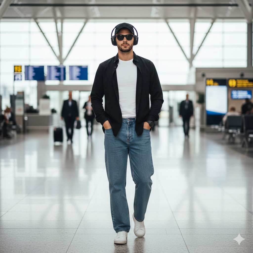 Sleek Traveler in Style at the Airport
