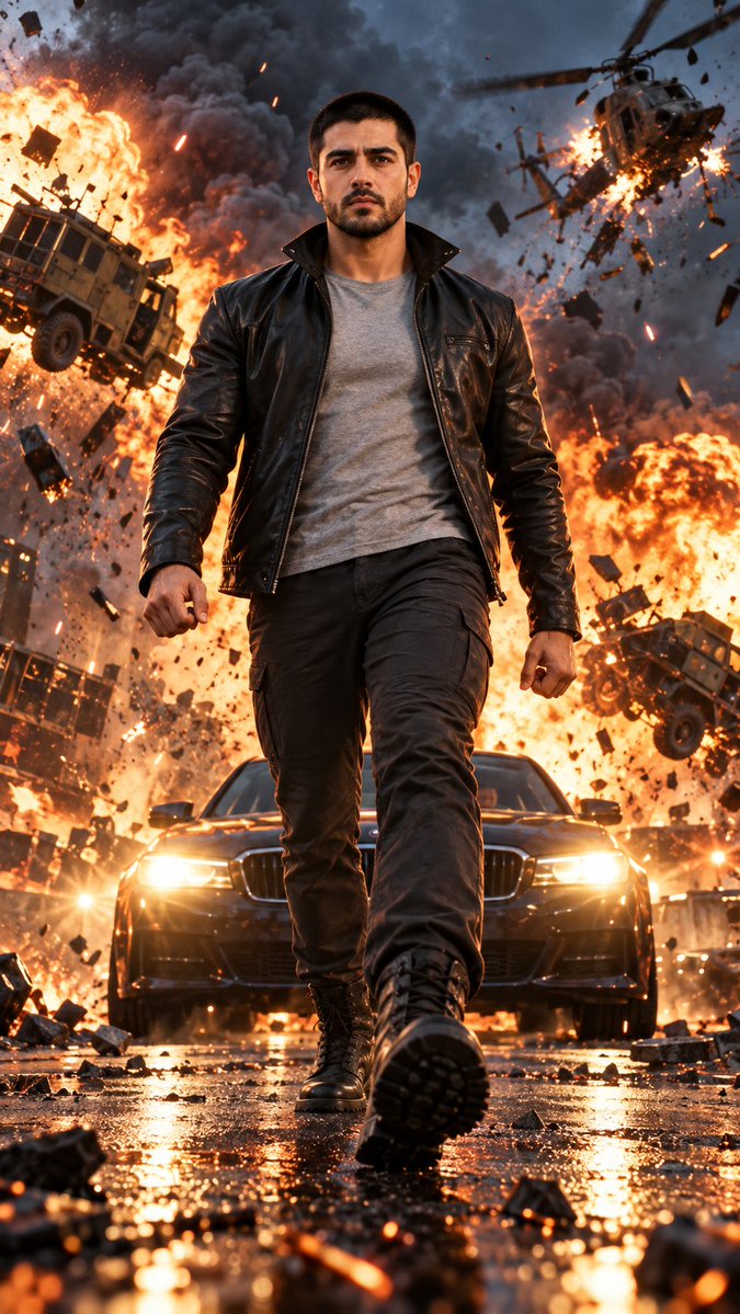 Rugged Man Walks Away From Massive Fireball Explosion In Cinematic Scene