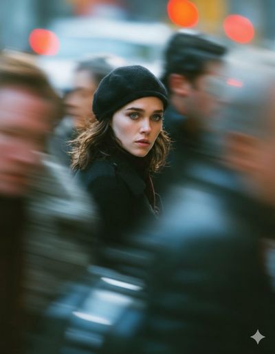 Amidst the Urban Rush: A Soulful Portrait