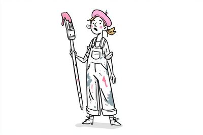 Quirky Doodle Character in Outfit Strikes a Playful Pose