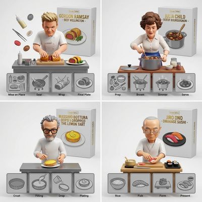 Famous Chefs Reimagined as 3D Culinary Sculptures