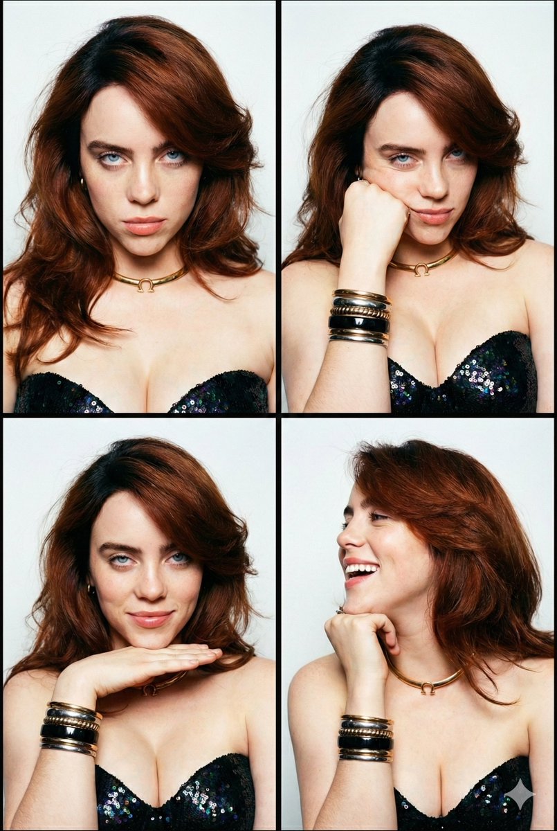 Billie's Vibrant Mood Board: A 4-Panel Portrait