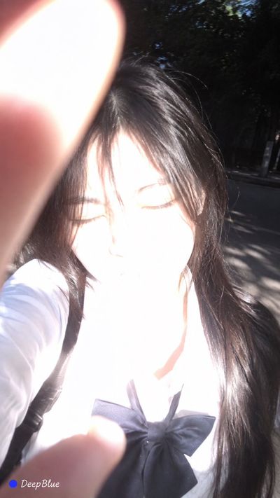 Overexposed Selfie of a JK Uniform Girlfriend in Bright Sunlight