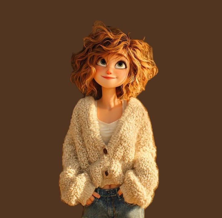 Ginger-Haired Pixar Girl in Golden Hour Glow