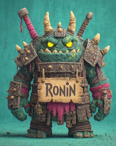 Fierce Orc Ronin Mascot in 8K Detail