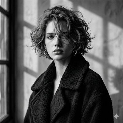 Monochrome Introspection: Moody Portrait in Shadows