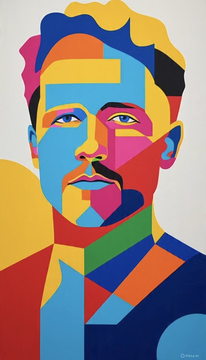 Geometric Pop Art Portrait in Bold Colors