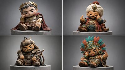 Four fallen empires pose as chunky vinyl designer toys