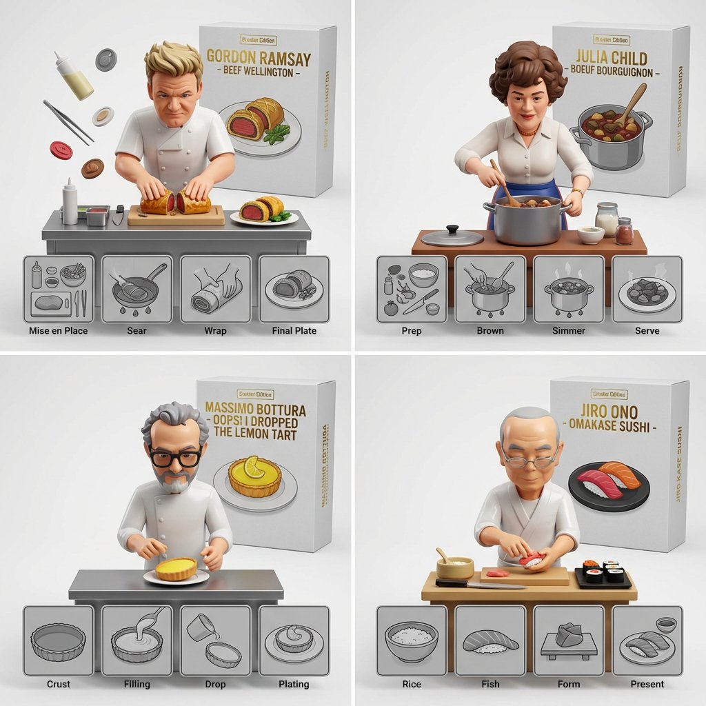 Famous Chefs Reimagined as 3D Culinary Sculptures