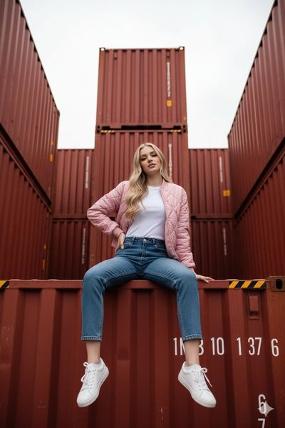 Urban Edge: A Modern Muse in Red