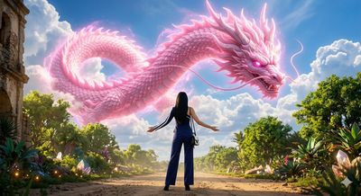 Majestic Encounter: Dragon and Dreamer in the Sky