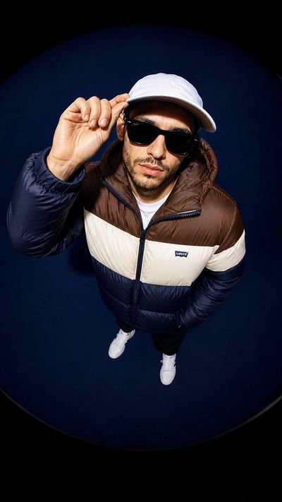 A Striking High-Angle View of a Fashion-Forward Male Model