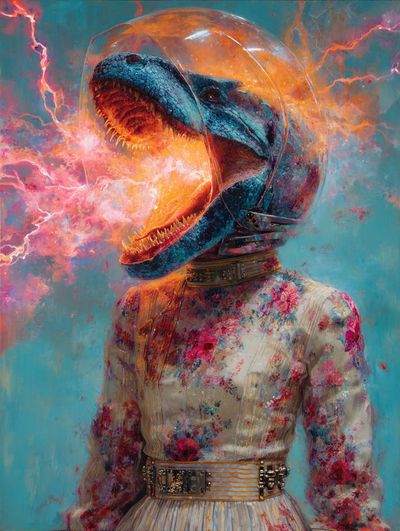 Metamorphic Elegance: A Surreal Encounter