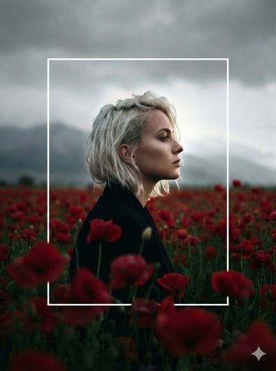 Moody Elegance in Crimson Fields