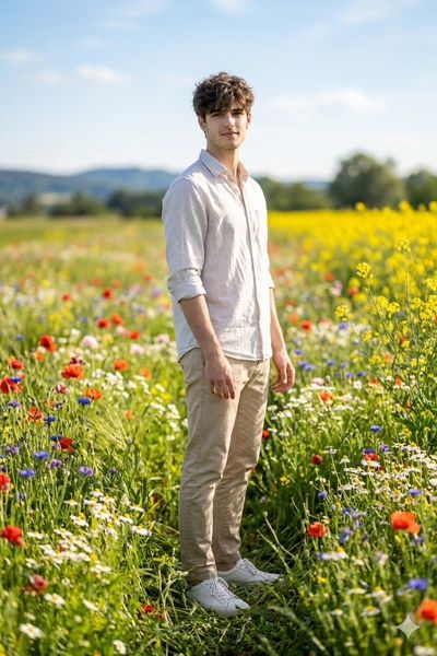 Sunlit Serenity in a Blooming Field