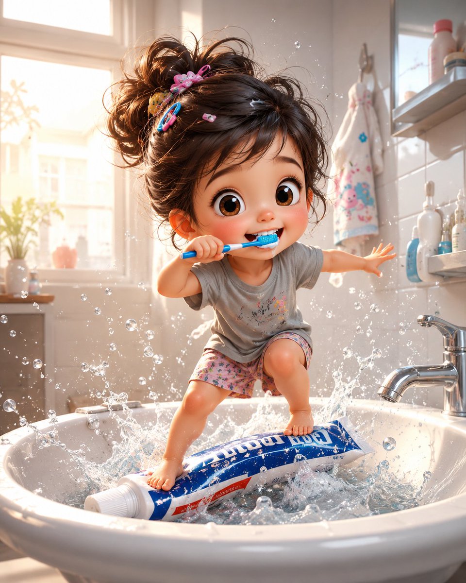 Morning Mischief: A Toddler's Toothbrush Adventure