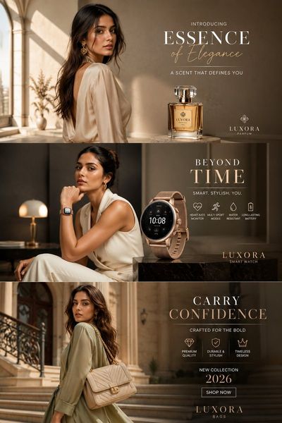 Three elegant models showcase luxury fashion in opulent palace interiors