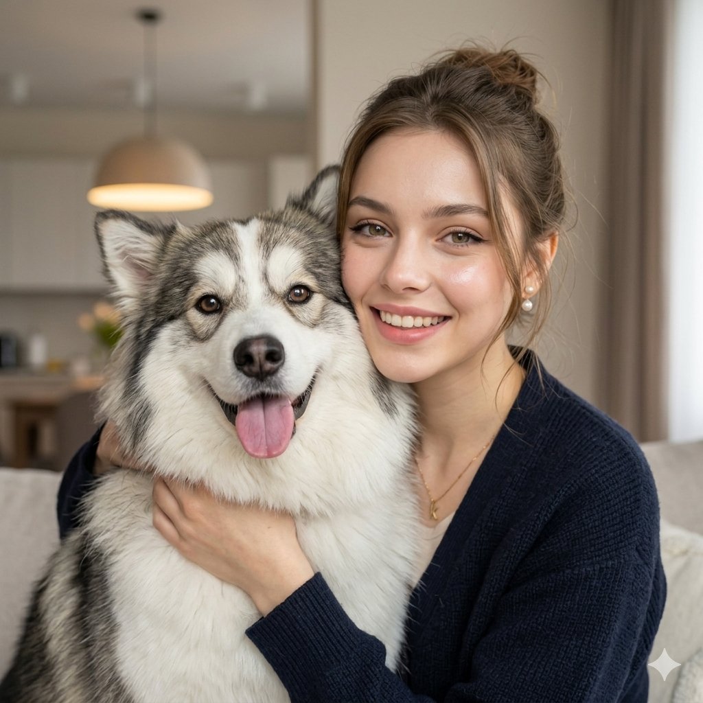 Cozy Moment with Fluffy Friend