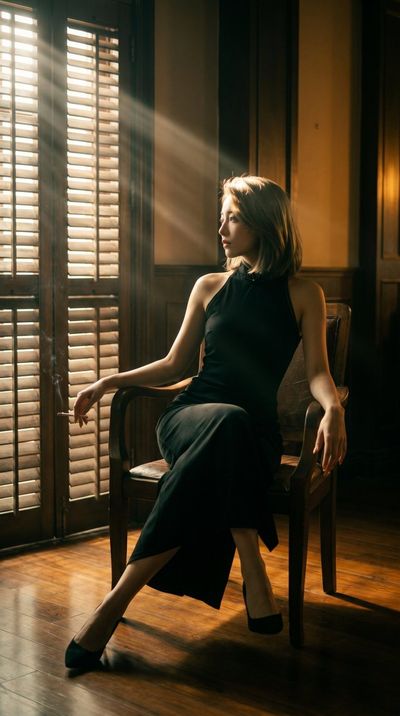 Cinematic Portrait of a Woman in Old Shanghai Interior