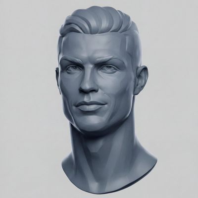 Monochrome 3D Bust with Sculptural Elegance