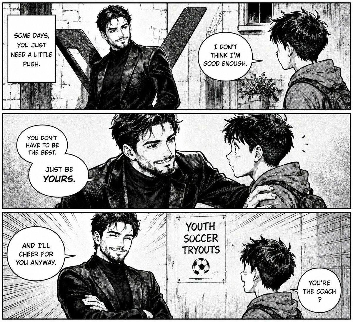 A manga hero finds hope in a simple black-and-white comic strip