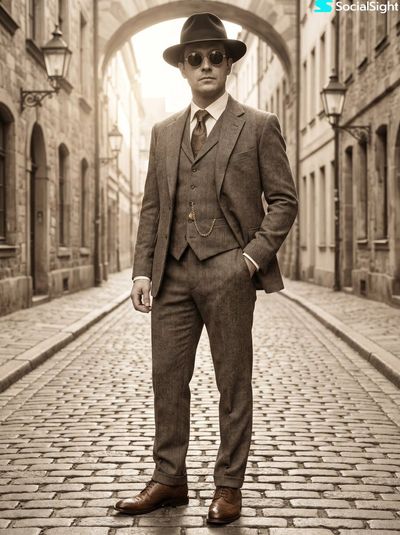 Sepia Gentleman in 1920s European Street Style