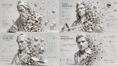 Archimedes dissolves into a geometric wireframe explosion of polyhedra