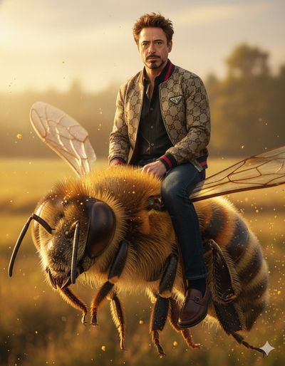 Riding the Buzz: A Stylish Adventure on a Giant Honeybee