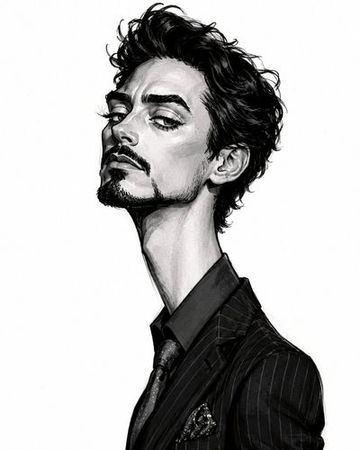 Monochrome Majesty: Elite Caricature Squad in High-Contrast Ink