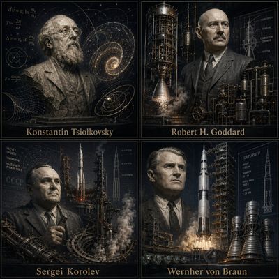 Iconic Minds of Rocket Science in Procedural Sculpture
