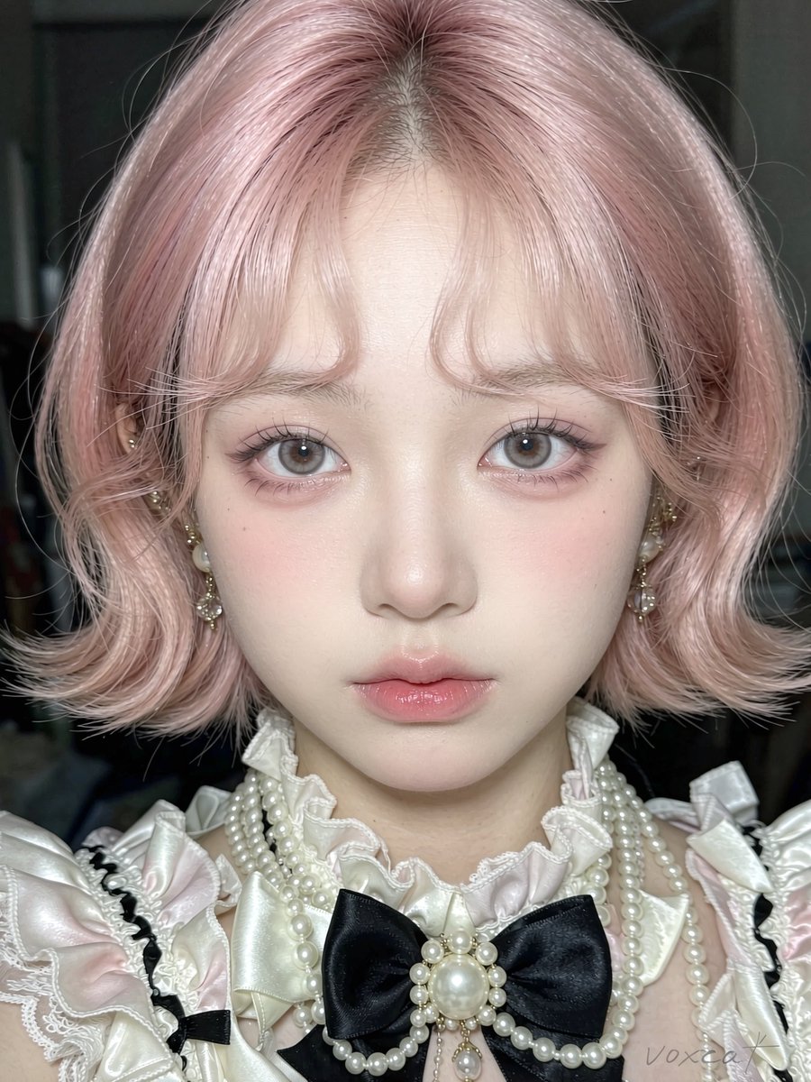 East Asian Woman With Soft Pink Curls Poses for Intimate Night Portrait