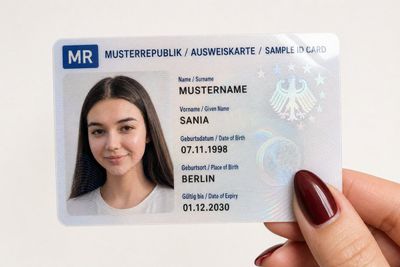 Detailed Close-Up of a Fictional ID Card in Hand