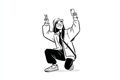 Minimalist Monochrome Illustration with Expressive Posture